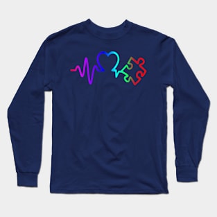 Heartbeat, Love ,Puzzle Piece for autism awareness Long Sleeve T-Shirt
